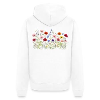 Wildflowers meadow with natural watercolor flowers - Unisex Premium Organic Zip Hoodie - white - Back - Thijin (182cm)