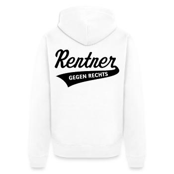 Rentner Gegen Rechts (Rente / Ruhestand / Black) - Unisex Premium Bio Zip Hoodie - Weiß - Hinten - Thijin (182cm)