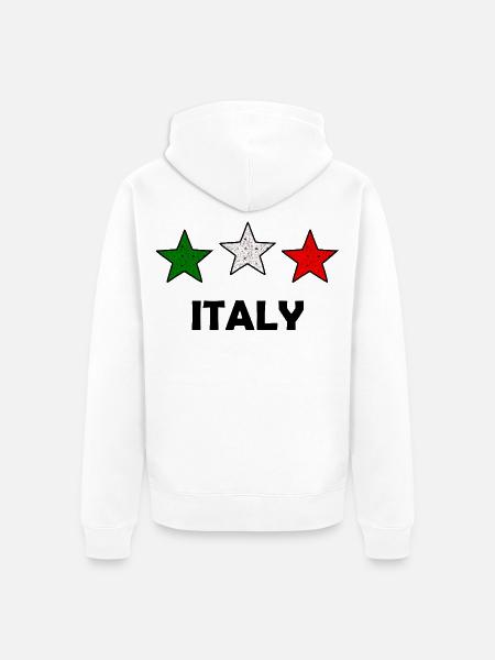 Tri-Sterne Italienische Flagge - Unisex Premium Bio Zip Hoodie - Weiß