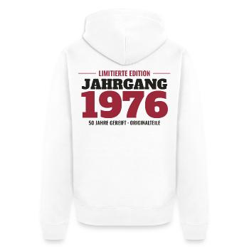 Jahrgang 1976 Limitierte Edition – 50. Geburtstag - Unisex Premium Bio Zip Hoodie - Weiß - Hinten - Thijin (182cm)
