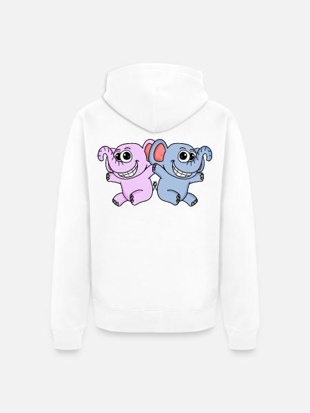 Mädchen Junge Zwillinge - Unisex Premium Bio Zip Hoodie - Weiß