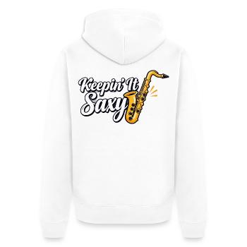 Saxophonist Jazzmusiker Saxophonist Kunst - Unisex Premium Bio Zip Hoodie - Weiß - Hinten - Thijin (182cm)