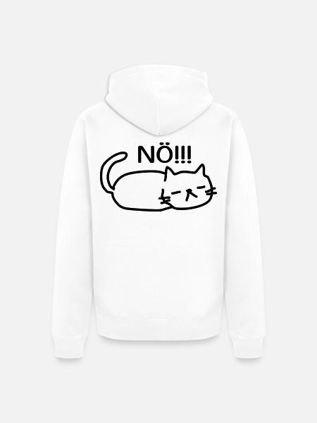 Nö Lustige Faule Katze - Unisex Premium Bio Zip Hoodie - Weiß