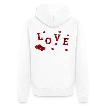 Love with big and small red hearts # - Unisex Premium Organic Zip Hoodie - white - Back - Thijin (182cm)