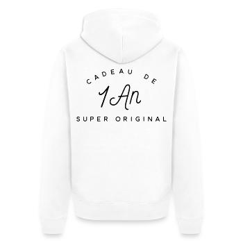 Cadeau 1 an  - Veste à capuche bio Premium Unisexe - blanc - Dos - Thijin (182cm)