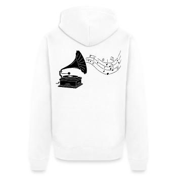 gramophone noir et musique - Veste à capuche bio Premium Unisexe - blanc - Dos - Thijin (182cm)