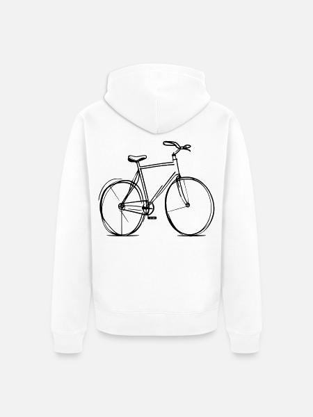 Fahrrad Strichzeichnung Rad Bike (Farbe änderbar) - Unisex Premium Bio Zip Hoodie - Weiß