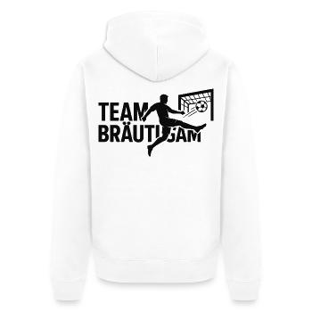 Team Bräutigam Torjubel - Unisex Premium Bio Zip Hoodie - Weiß - Hinten - Thijin (182cm)