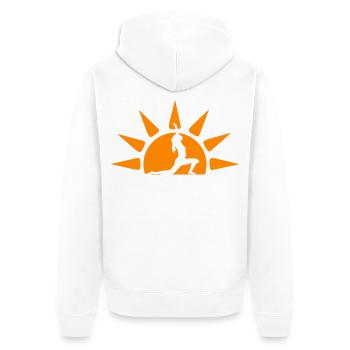 Sunshine Yoga – Strahlendes Design für Yogis - Unisex Premium Bio Zip Hoodie - Weiß - Hinten - Thijin (182cm)