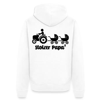 Funny gift for dad for birth Proud dad - Unisex Premium Organic Zip Hoodie - white - Back - Thijin (182cm)