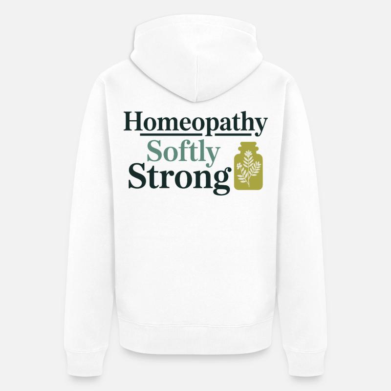 Homéopathie Praticien Professionnel Doux, Fort - Veste à capuche bio Premium Unisexe - blanc