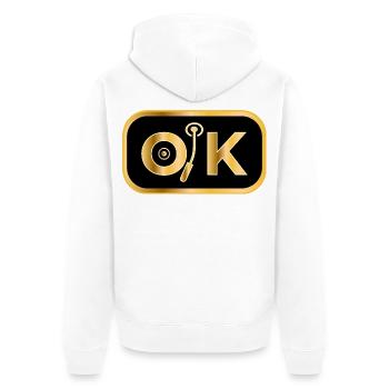 OK - Unisex Premium Bio Zip Hoodie - Weiß - Hinten - Thijin (182cm)