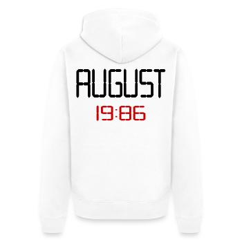 40. Geburtstag, August 1986 - Unisex Premium Bio Zip Hoodie - Weiß - Hinten - Thijin (182cm)