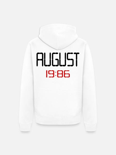 40th birthday, August 1986 - Unisex Premium Organic Zip Hoodie - white