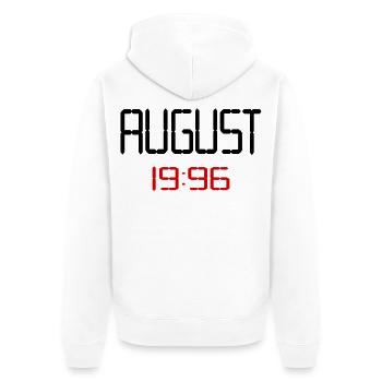 August 1996 - 30. Geburtstag - Unisex Premium Bio Zip Hoodie - Weiß - Hinten - Thijin (182cm)