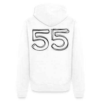 Zahl 55 handgezeichnet - Unisex Premium Bio Zip Hoodie - Weiß - Hinten - Thijin (182cm)