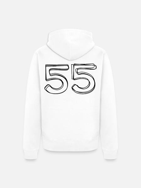 Zahl 55 handgezeichnet - Unisex Premium Bio Zip Hoodie - Weiß