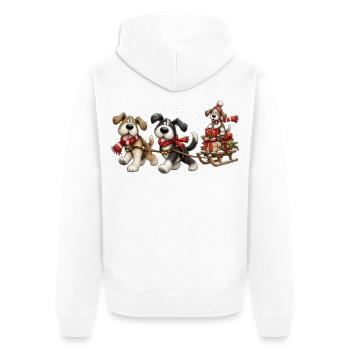 🎁 Weihnachts-Schlittenhunde - Unisex Premium Bio Zip Hoodie - Weiß - Hinten - Thijin (182cm)