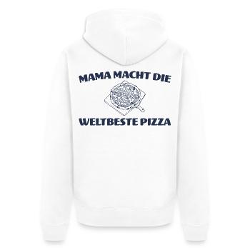 Mama macht die weltbeste Pizza - Pizzabäckerin - Unisex Premium Bio Zip Hoodie - Weiß - Hinten - Thijin (182cm)