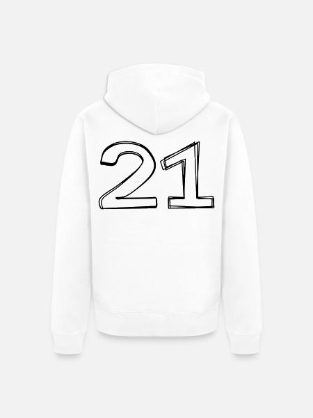 Zahl 21 handgezeichnet - Unisex Premium Bio Zip Hoodie - Weiß
