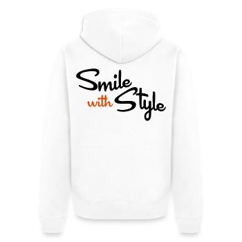 smile - Unisex Premium Bio Zip Hoodie - Weiß - Hinten - Thijin (182cm)