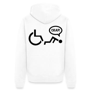 CRAP als Rollstuhlfahrer fällt. Humor Shirt * - Unisex Premium Bio Zip Hoodie - Weiß - Hinten - Thijin (182cm)