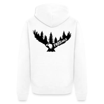 FREEagle - Fliegender Adler [Schwarz] - Unisex Premium Bio Zip Hoodie - Weiß - Hinten - Thijin (182cm)