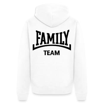 Family Team (Familie / Konkav / Black) - Unisex Premium Bio Zip Hoodie - Weiß - Hinten - Thijin (182cm)