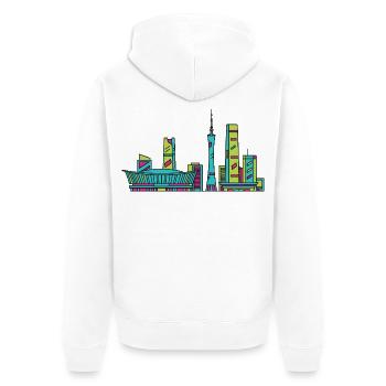 Chengdu City Skyline Sichuan Moderne Linienkunst - Unisex Premium Bio Zip Hoodie - Weiß - Hinten - Thijin (182cm)