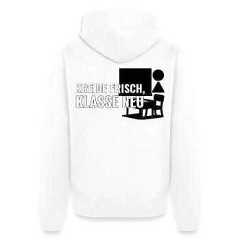 Geschenk für Lehrkräfte zum Start an neuer Schule - Unisex Premium Bio Zip Hoodie - Weiß - Hinten - Thijin (182cm)