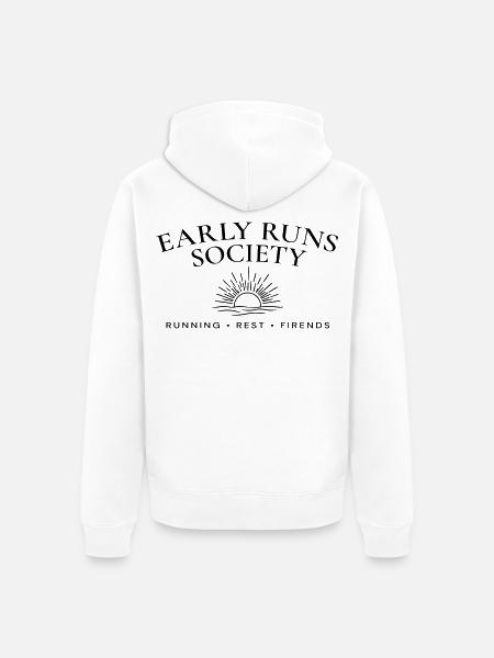 Early Runs Gesellschaft – Morgenlaufclub - Unisex Premium Bio Zip Hoodie - Weiß
