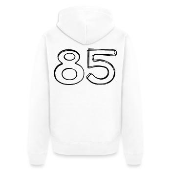 Zahl 85 handgezeichnet - Unisex Premium Bio Zip Hoodie - Weiß - Hinten - Thijin (182cm)