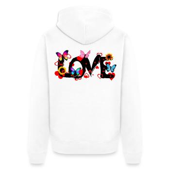 LOVE – Colorful Romantic Statement Design - Unisex Premium Organic Zip Hoodie - white - Back - Thijin (182cm)