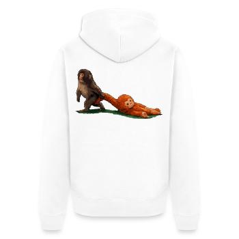 punch the monkey - Unisex Premium Organic Zip Hoodie - white - Back - Thijin (182cm)