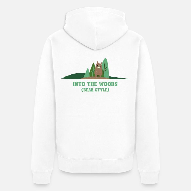 In den Wald: Bär Stil - Unisex Premium Bio Zip Hoodie - Weiß