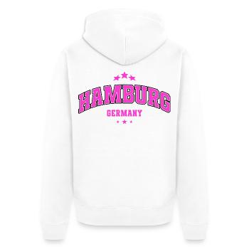 Hamburg Shirt for Women Pink College Style - Unisex Premium Organic Zip Hoodie - white - Back - Thijin (182cm)
