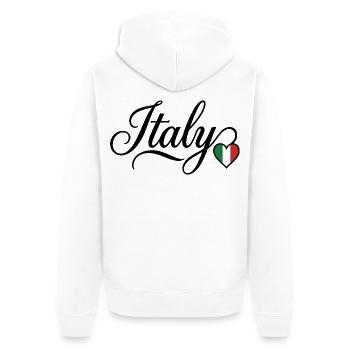 Italy Tricolor Heart Script - Unisex Premium Organic Zip Hoodie - white - Back - Thijin (182cm)