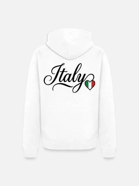 Italie Love Script Heart - Veste à capuche bio Premium Unisexe - blanc