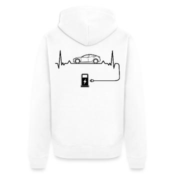 Amour des voitures électriques avec battement de cœur Voitures électriques - Veste à capuche bio Premium Unisexe - blanc - Dos - Thijin (182cm)