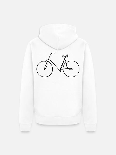 Fahrrad | Eine Linie handgezeichnet - Geschenk - Unisex Premium Bio Zip Hoodie - Weiß