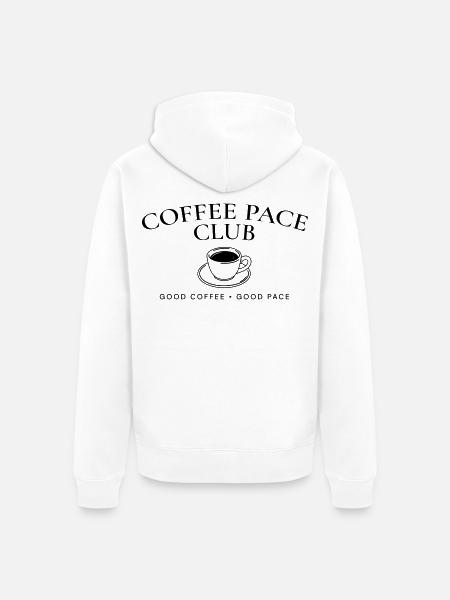 Coffee Pace Club – Lauf- und Kaffee-Lebensstil - Unisex Premium Bio Zip Hoodie - Weiß