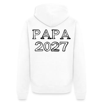 Papa 2027 Schriftzug handgezeichnet - Unisex Premium Bio Zip Hoodie - Weiß - Hinten - Thijin (182cm)