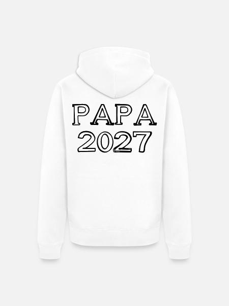Papa 2027 Schriftzug handgezeichnet - Unisex Premium Bio Zip Hoodie - Weiß