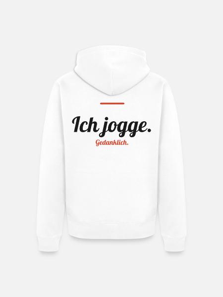 Ich jogge – gedanklich - Unisex Premium Bio Zip Hoodie - Weiß