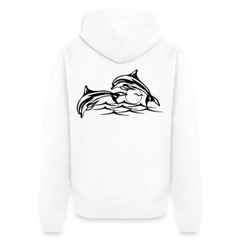 Schwarze Delfine - Unisex Premium Bio Zip Hoodie - Weiß - Hinten - Thijin (182cm)