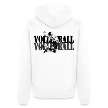 Dynamischer Volleyballspieler in Aktion - Unisex Premium Bio Zip Hoodie - Weiß - Hinten - Thijin (182cm)