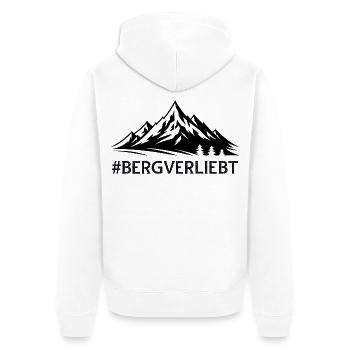 Bergverliebt mit Hashtag Bergige Landschaft Berge  - Unisex Premium Bio Zip Hoodie - Weiß - Hinten - Thijin (182cm)