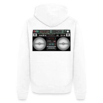 Retro Boombox Cassette Neon - Unisex Premium Organic Zip Hoodie - white - Back - Thijin (182cm)