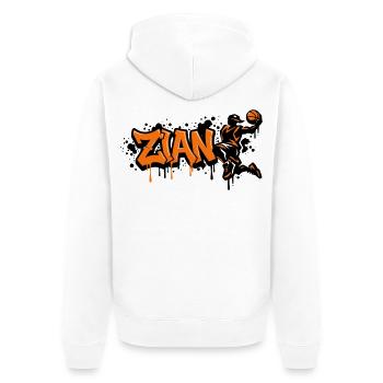 Zian Graffiti Dunk Orange - Unisex Premium Bio Zip Hoodie - Weiß - Hinten - Thijin (182cm)