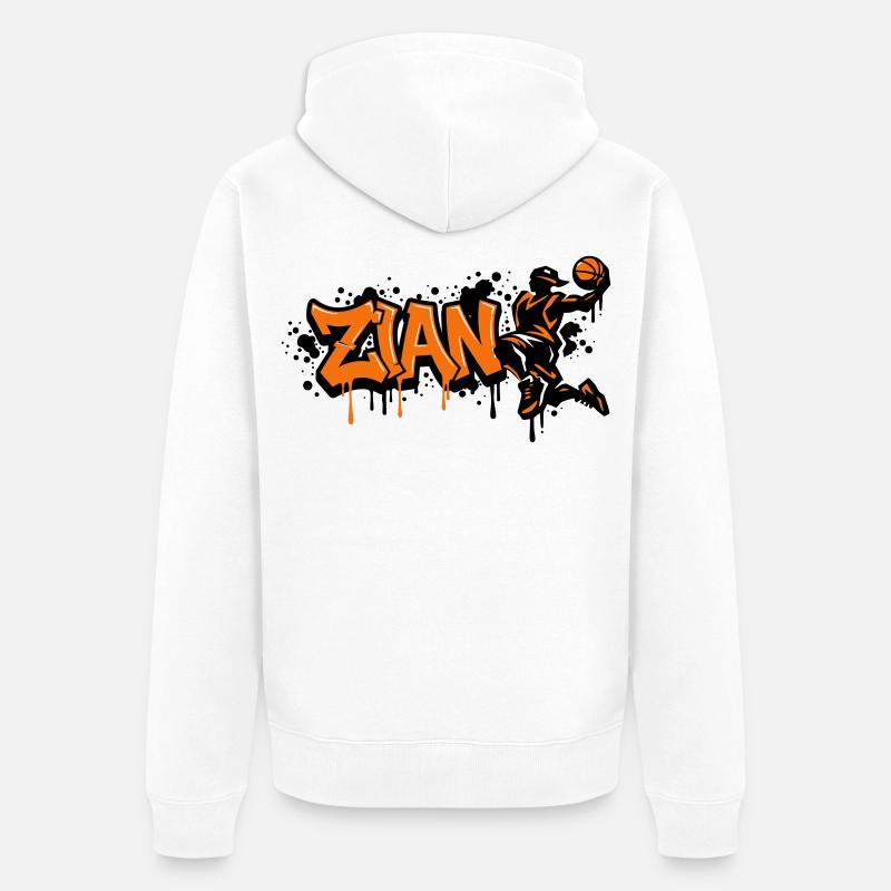 Zian Graffiti Dunk Orange - Unisex Premium Bio Zip Hoodie - Weiß